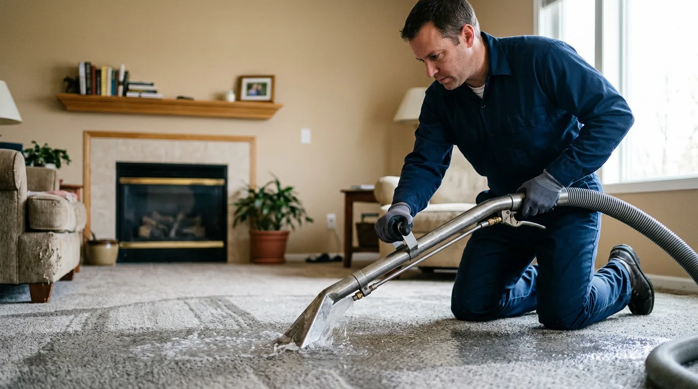 Water damage restoration technician working near Weare, NH